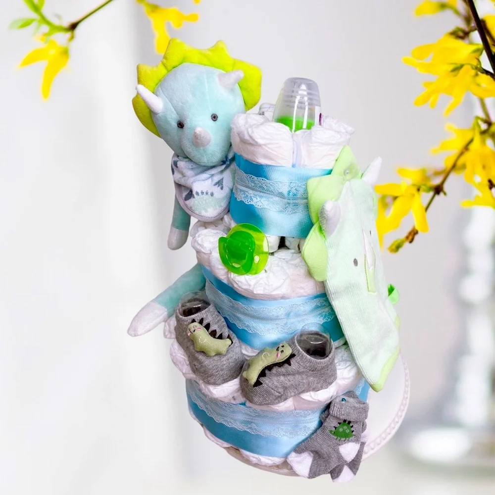 Dinosaur Diaper Cake. Baby Shower Gift